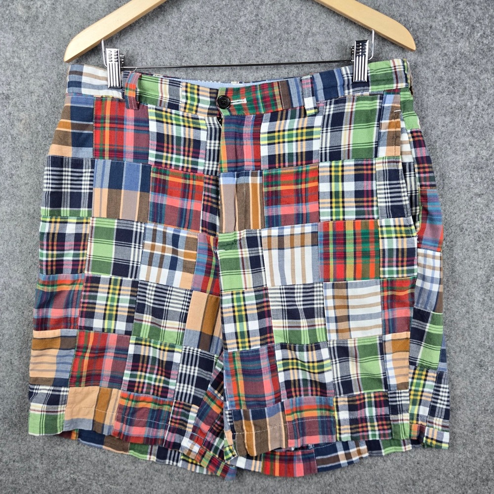 Brooks Brothers Patchwork Shorts Mens 35 Multicolor Madras Plaid Preppy Ivy Y2K